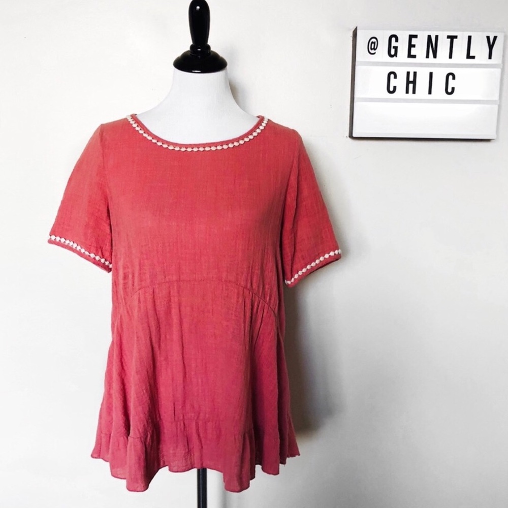 Anthropology • Hailey & Co Coral Woven Blouse M